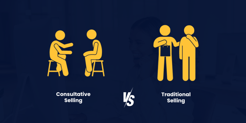 Icon comparison of consultative vs traditional selling