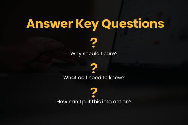 Graphic highlighting core content strategy questions.